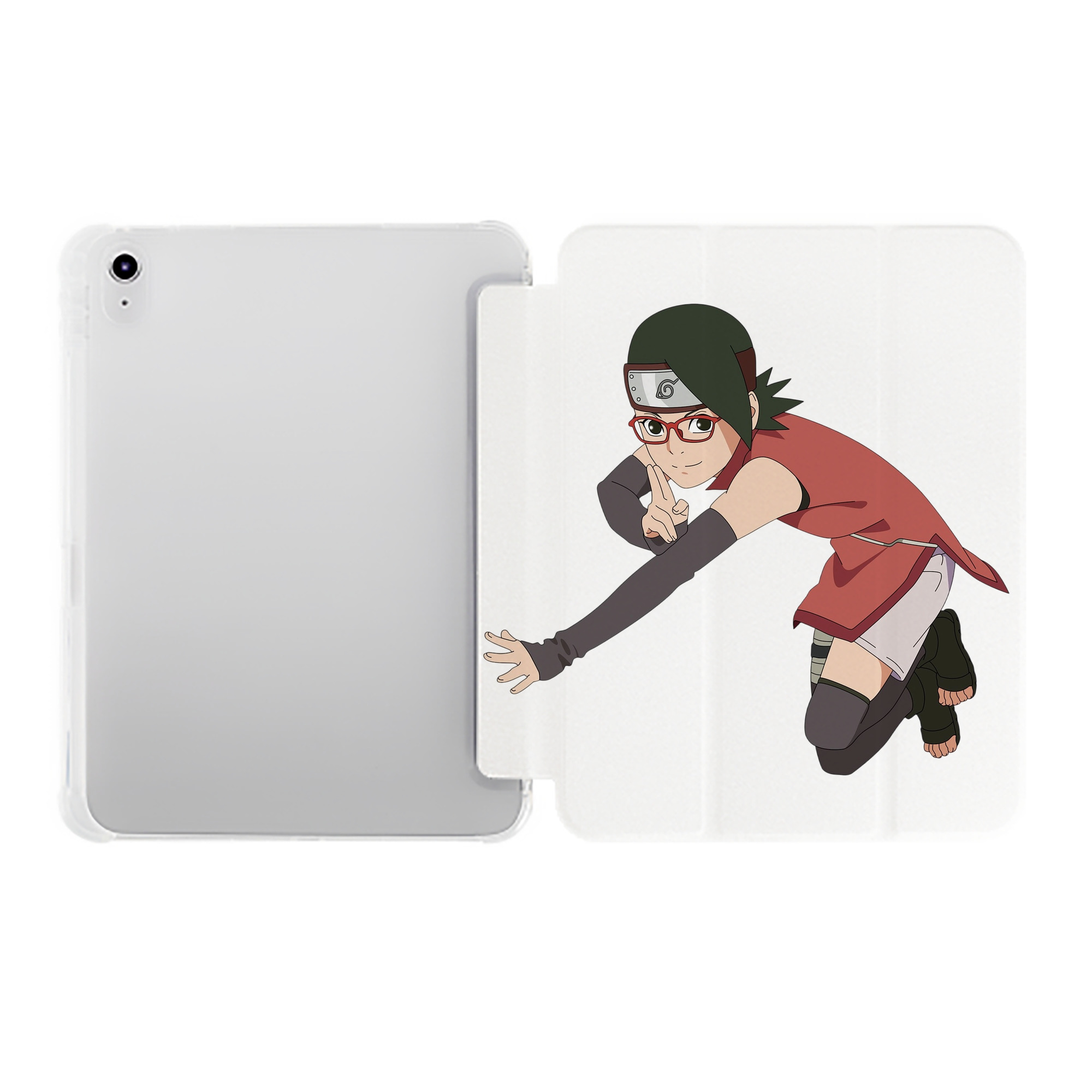 （画像用） NARUTO -ナルト- うちは サラダ Uchiha Sarada IPad ケース ペン収納付き 三つ折りスタンド PUレザー×シリコン 対応機種9.5/10.5/10.9インチ